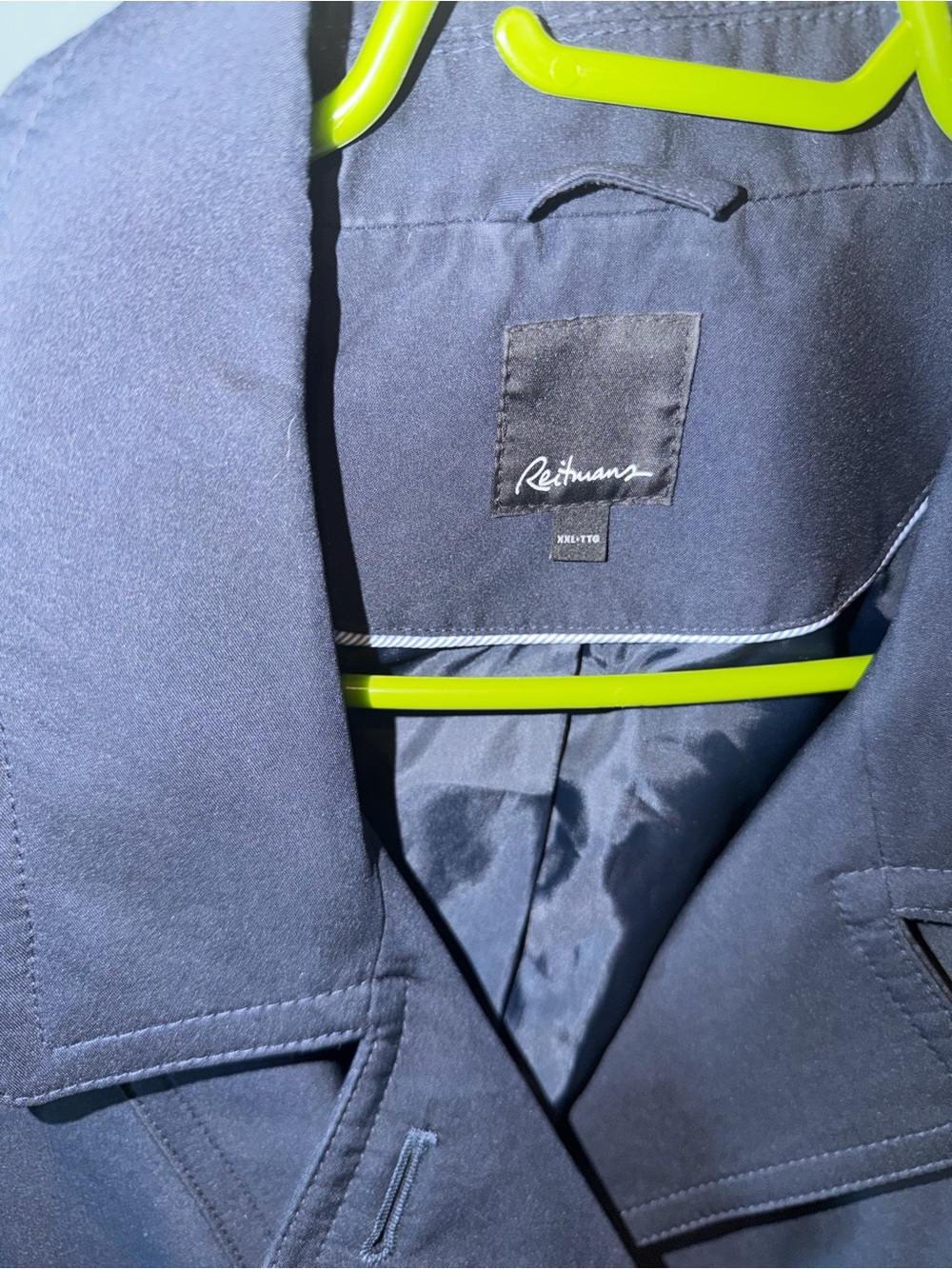 Reitmans Navy Double-Breasted Trench Coat with Belt - Picture 4 of 5